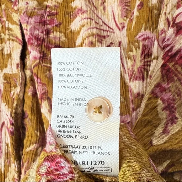 Anthropologie Pilcro Short Sleeve Batwing Buttoned Blouse Floral Flowy Size L/XL - Picture 8 of 10